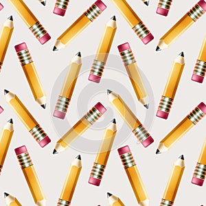 Seamless pattern with pencils, kids school theme