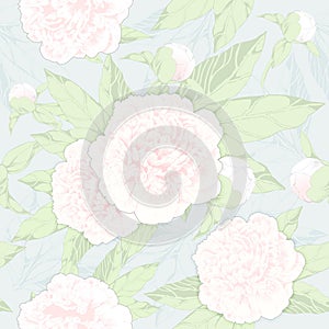 Seamless pattern peonies and buds on a light background.vector illustration