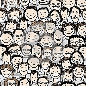 Seamless pattern with people crowd for your design