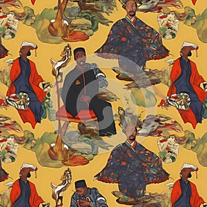 Seamless pattern with people of different nationalities and religions