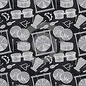 Seamless Pattern. Percussion Musical Instruments