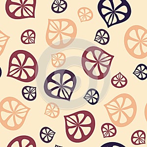 Seamless pattern of petals coffee color