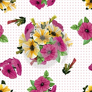 Seamless pattern, petunias