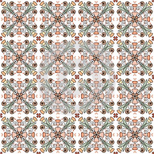 Seamless pattern Pha Pha green background Orange green beautiful floral multicolor