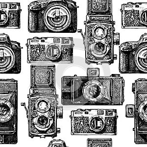 Seamless pattern with photo cameras