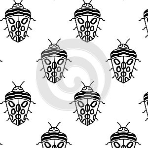 Seamless pattern with Picasso beetle. Children's pattern with a beetle. Vector illustration. photo