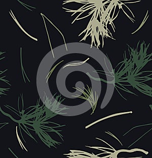 Seamless pattern with pine branches