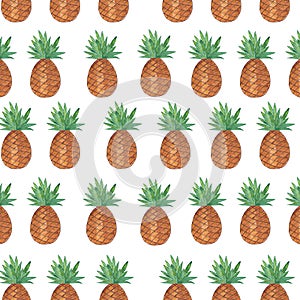 Seamless pattern with pineapple isolated on white background.