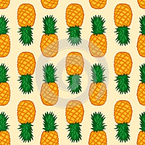 Seamless pattern with pineapples. Graphic stylized drawing. Vector illustration