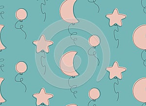 Seamless pattern with pink balloons.