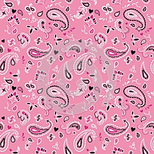 SEAMLESS PATTERN IN PINK AND BLACK PAISLEY DESIGN RASTER IMAGE