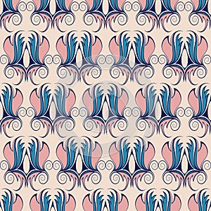 Seamless pattern, the pink and blue tracery