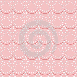 Seamless pattern of pink fabric lace ribbons.