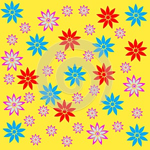 Seamless pattern with pink flowers texture illustration background. Colorful decoration elements