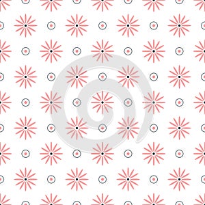 seamless pattern of pink flowers on white background