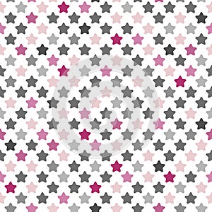 Seamless pattern with pink and gray stars