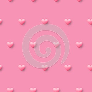 Seamless pattern pink heart continuously on pink vector background. Repeating hearts texture for gift or screen background of love