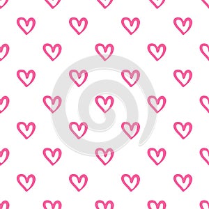 Seamless pattern with pink hearts. Valentines Day backdrop
