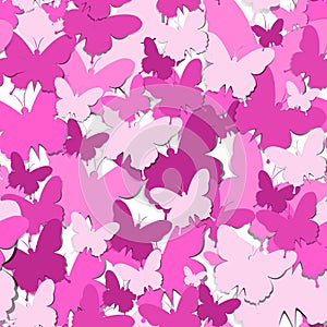 Seamless Pattern With Pink Paper Butterfly Ornament Background Happy Women Day Concept