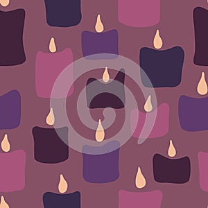 Seamless pattern with pink and purple noel xmas birthday candles.