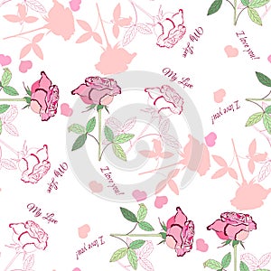 Seamless pattern with pink rose1-04