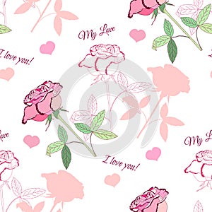 Seamless pattern with pink rose1-04