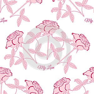 Seamless pattern with pink rose1-03