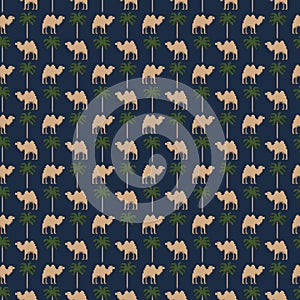 Seamless pattern pixel art camel