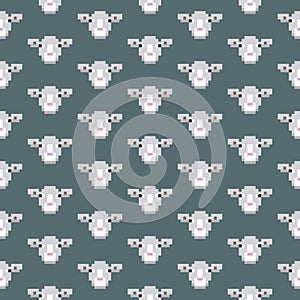Seamless pattern pixel art sheep