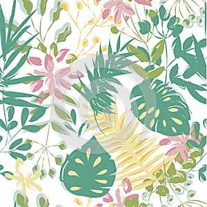 seamless pattern of plants on a white background