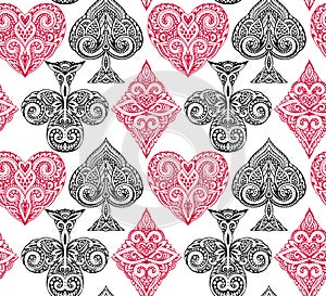 Seamless pattern with playing card suits