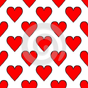 Seamless pattern playing cards suit hearts vector illustration