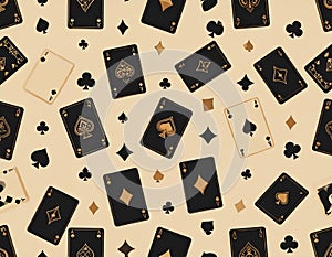Seamless Pattern with Playing Cards and Suits