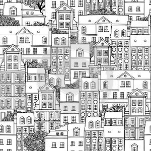 Seamless pattern of Polish houses