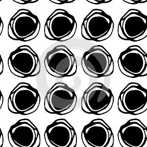 Seamless pattern. polka dot texture. doodle black on white background. vector