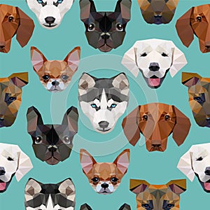 Seamless pattern - polygonal dogs
