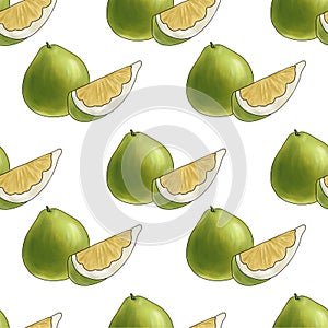 seamless pattern with pomelo