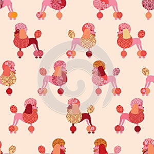 Seamless pattern with poodles. Vector