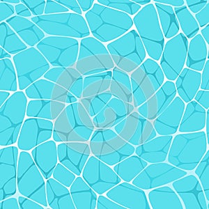 Seamless pattern of pool water surface texture. Abstract sea waves background in blue and turquoise colors.