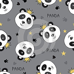 Seamless pattern with princess panda