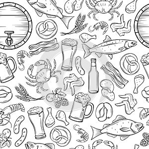 Seamless pattern pub food and beer