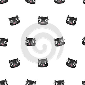 Seamless pattern of pug dog head