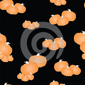 Seamless pattern with pumpkins vector on black background