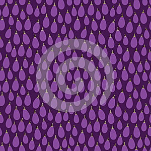 Seamless pattern with purple eggplant, on dark violet background trend of the season. Can be used for Gift wrap fabrics,