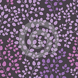 Seamless pattern with purple leaf. Botanical backdrop