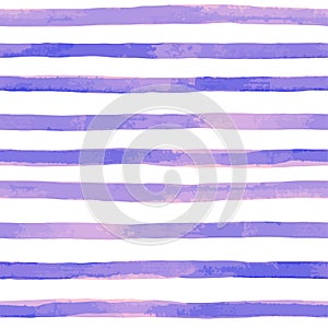 seamless pattern with purple watercolor stripes. hand painted brush strokes, striped background. Vector illustration