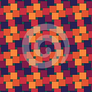 Seamless pattern. Pythagorean tiling. Squares tessellation. Repeated color checks ornament. Square, check shapes background.