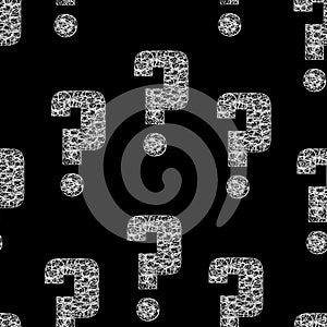Seamless pattern. Question marks, doubt background. Simple endless repeating motif. Poll, survey, interrogation, query