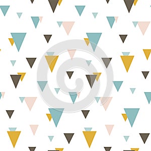 Seamless pattern with random triangles. Scandinavian style.