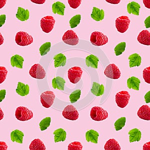 Seamless pattern with raspberry. Berries abstract background. Raspberry pattern for package design